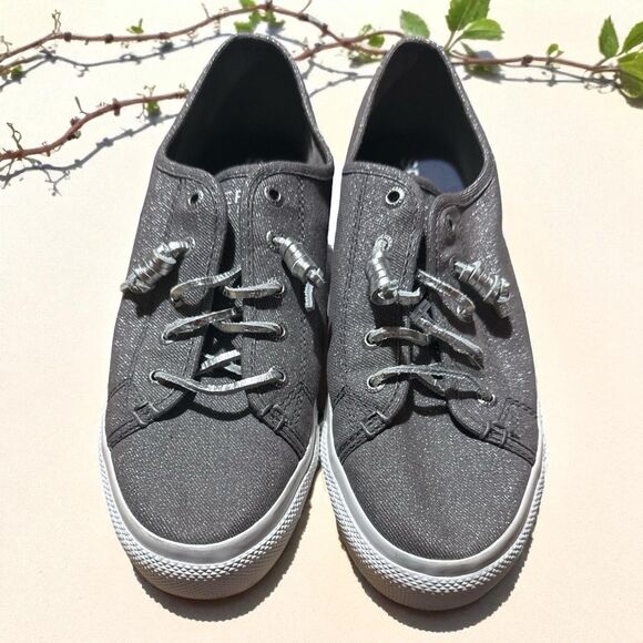 Sperry Top-Sider Shoes Women’s 9.5 Gray Canvas Slip On Sneakers Comfort Casual - Picture 5 of 9